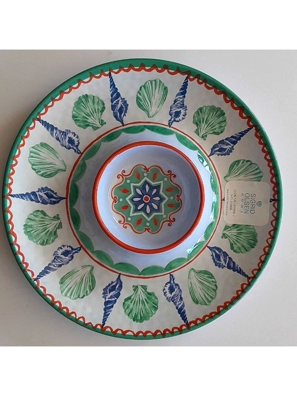 Sigrid Olsen Coastal Seaside Melamine Chip & Dip Platter Server New